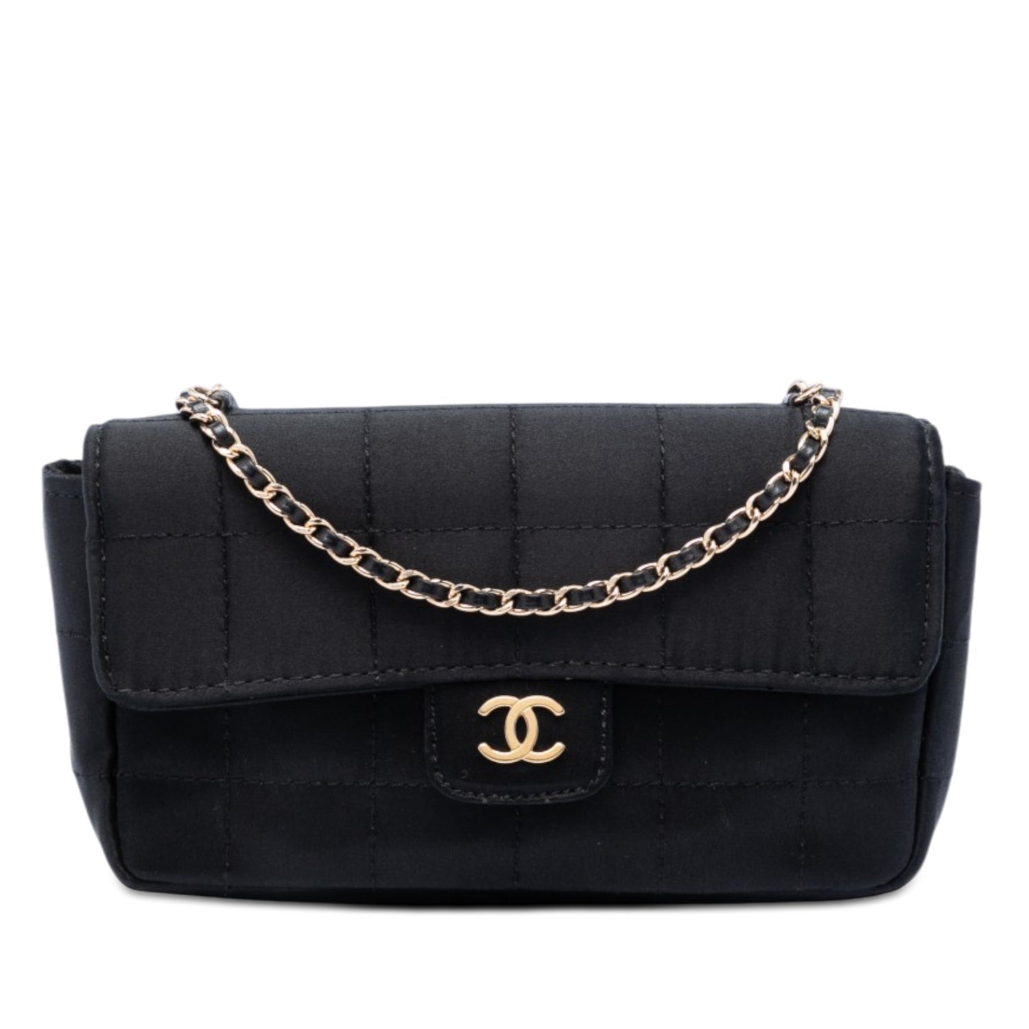 Chanel Mini Square Chocolate Bar Satin Single Flap