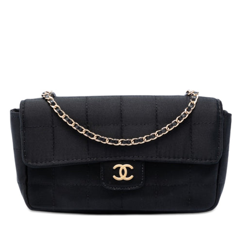 Chanel Mini Square Chocolate Bar Satin Single Flap