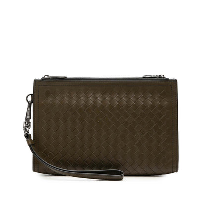 Bottega Veneta Leather Nappa Intrecciato Double Zip Wristlet Clutch