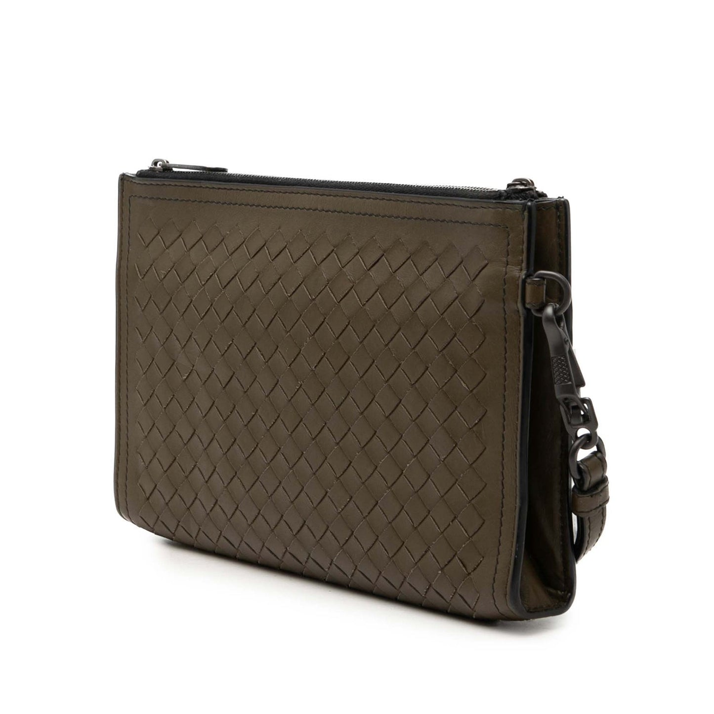 Bottega Veneta Leather Nappa Intrecciato Double Zip Wristlet Clutch