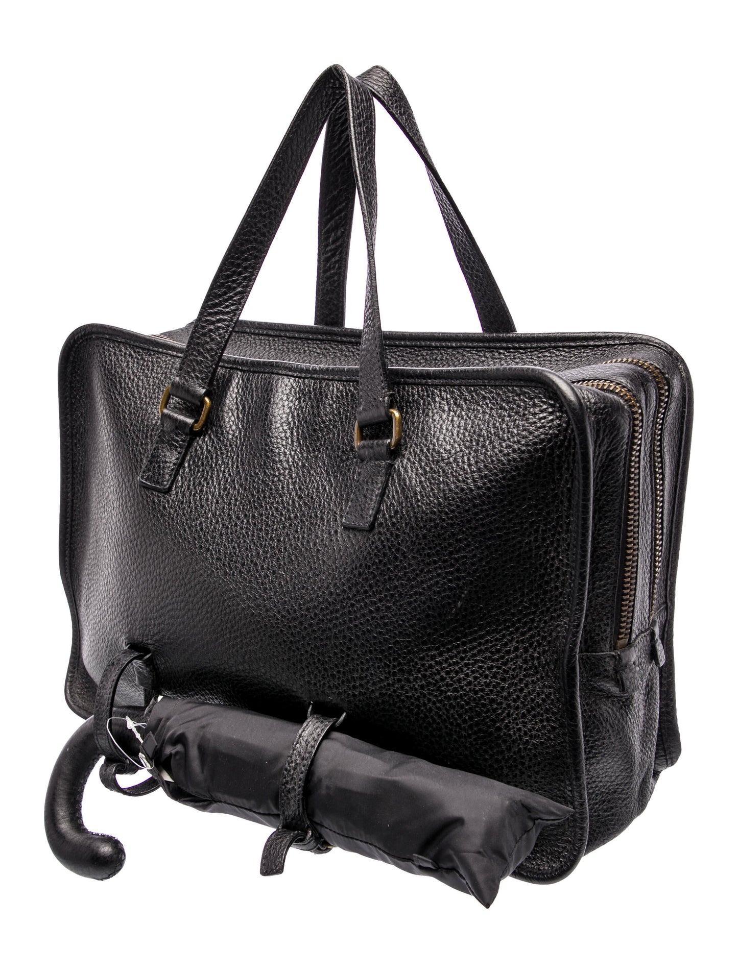 Prada Enameled Metal Triangle Bauletto