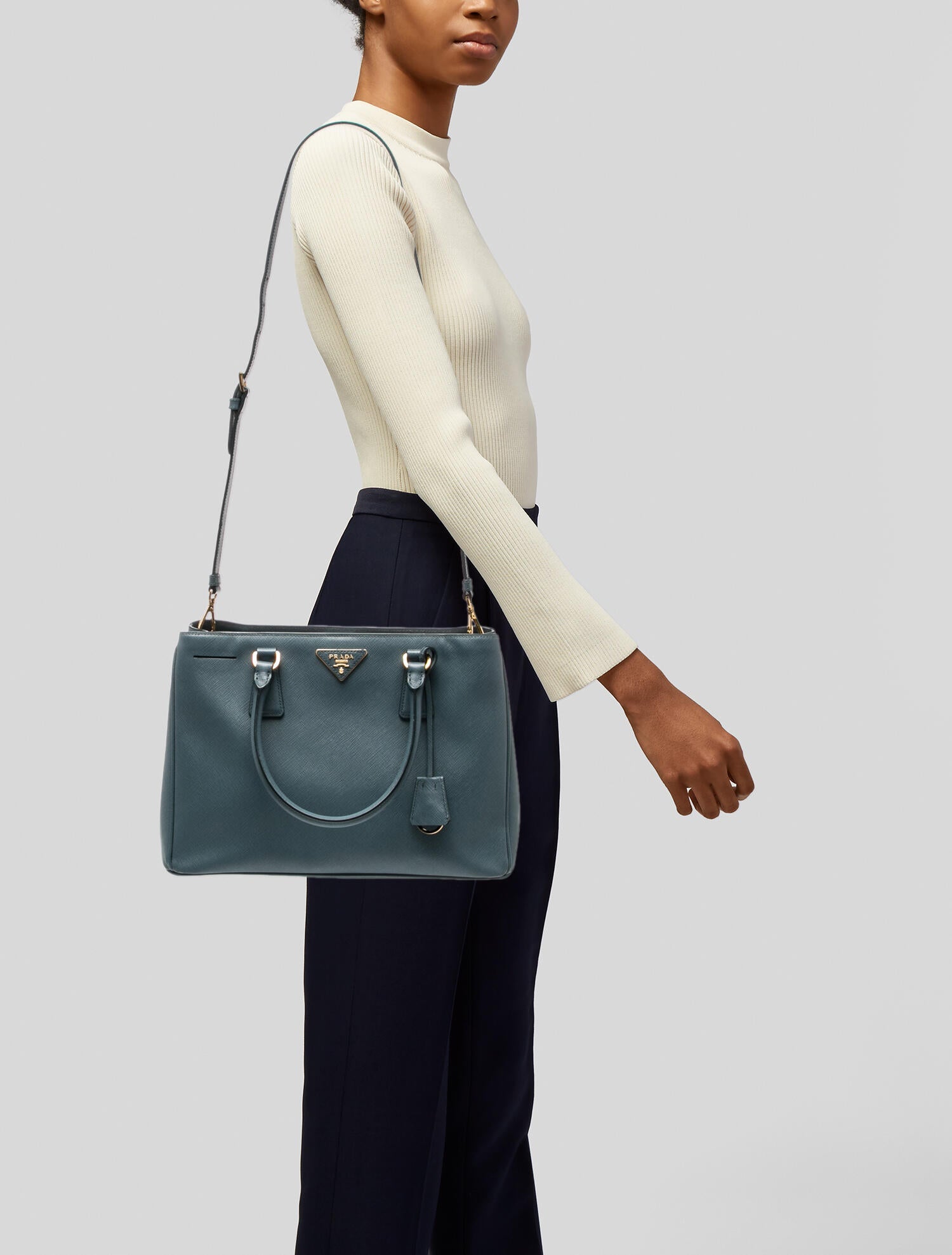 Prada Saffiano Lux Leather Galleria Double Zip