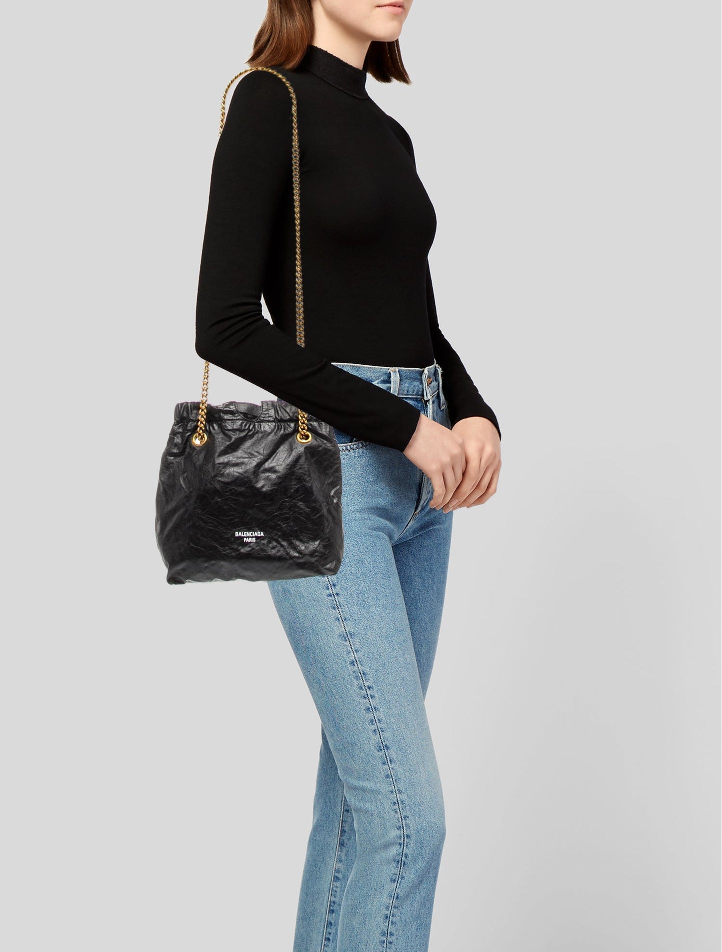 Balenciaga Leather Crush Small Leather Tote Bag