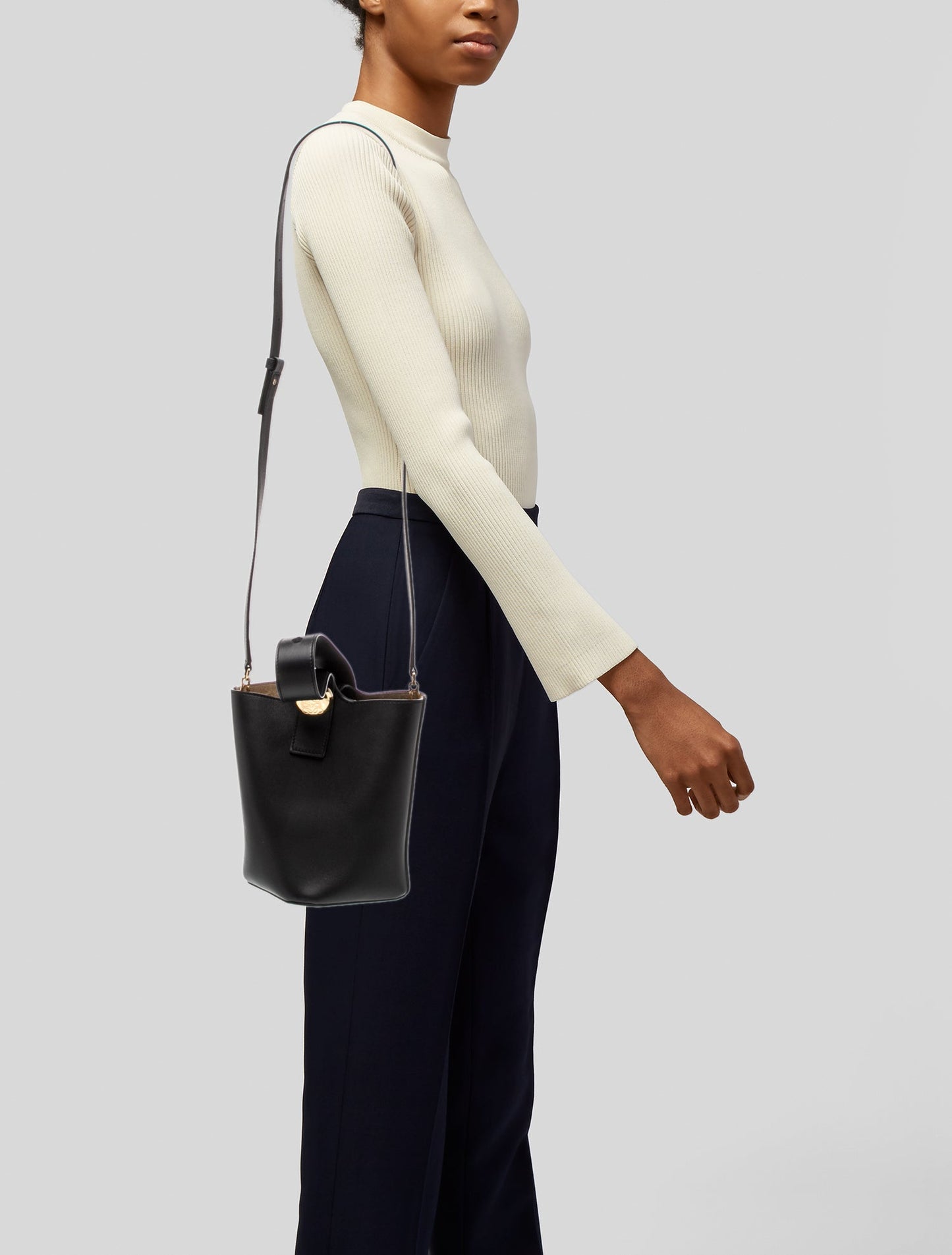 Loewe Leather Mini Pebble Bucket Bag