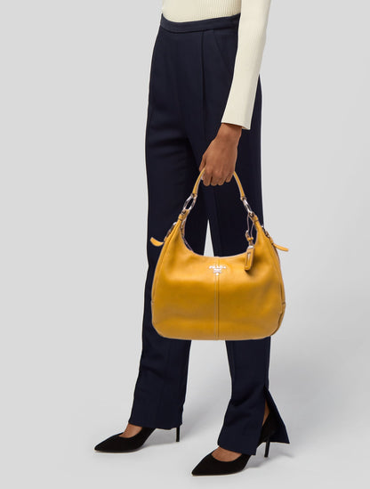 Prada Enameled Metal Triangle Shoulder Bag