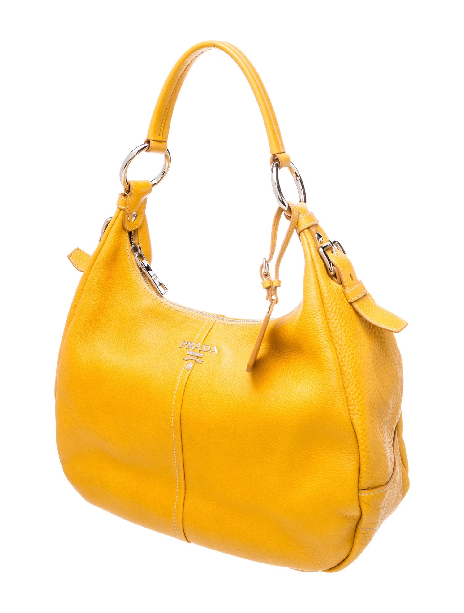 Prada Enameled Metal Triangle Shoulder Bag