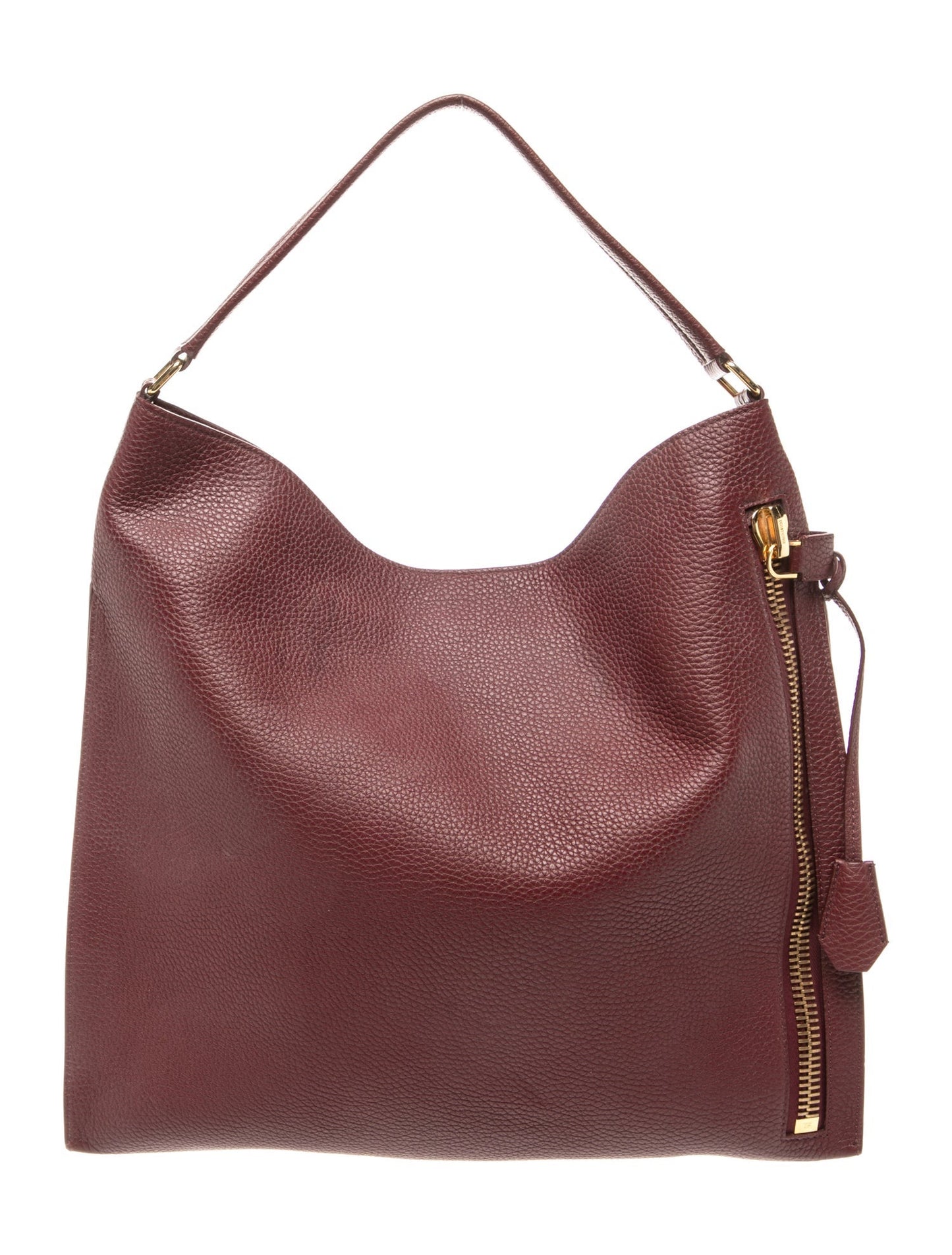 Tom Ford Signature Pebbled Calfskin Alix Padlock Zip Hobo Bag Large