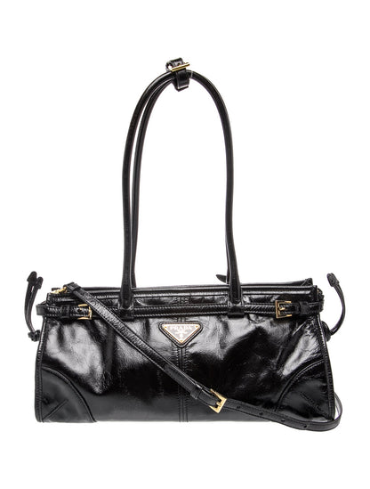 Prada Enameled Metal Triangle Bonnie Medium