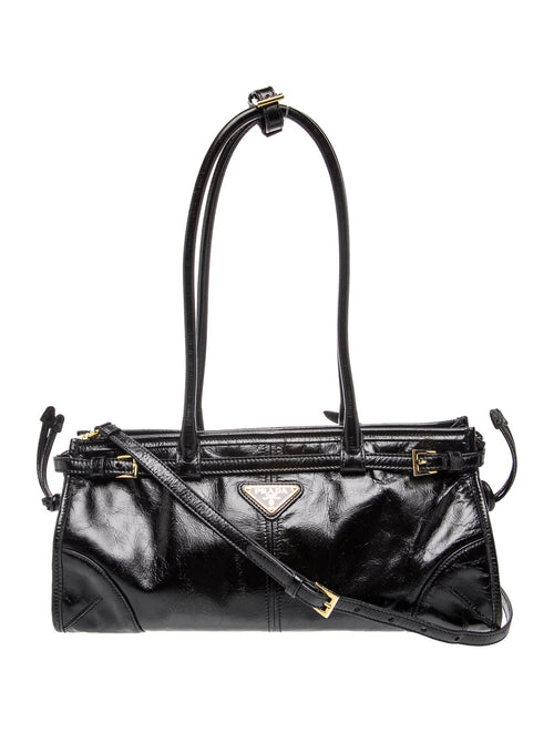 Prada Enameled Metal Triangle Bonnie Medium