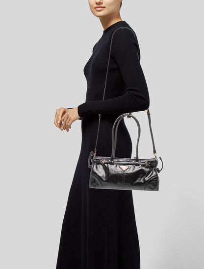 Prada Enameled Metal Triangle Bonnie Medium