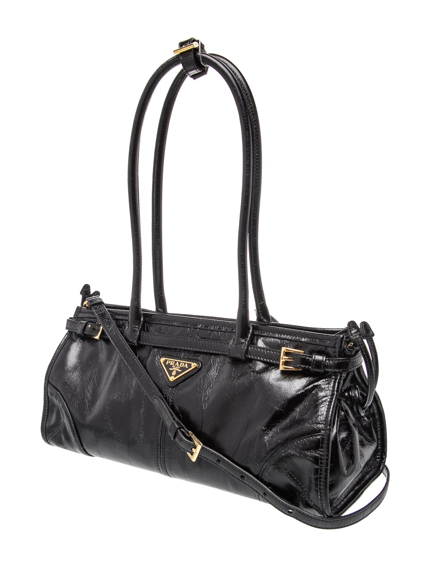 Prada Enameled Metal Triangle Bonnie Medium