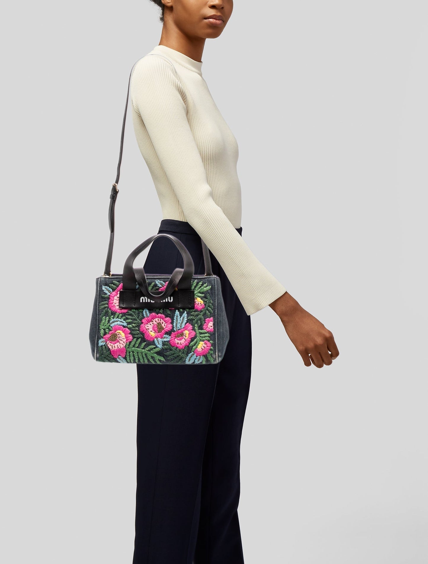 Miu Miu Denim Top Handle Bag