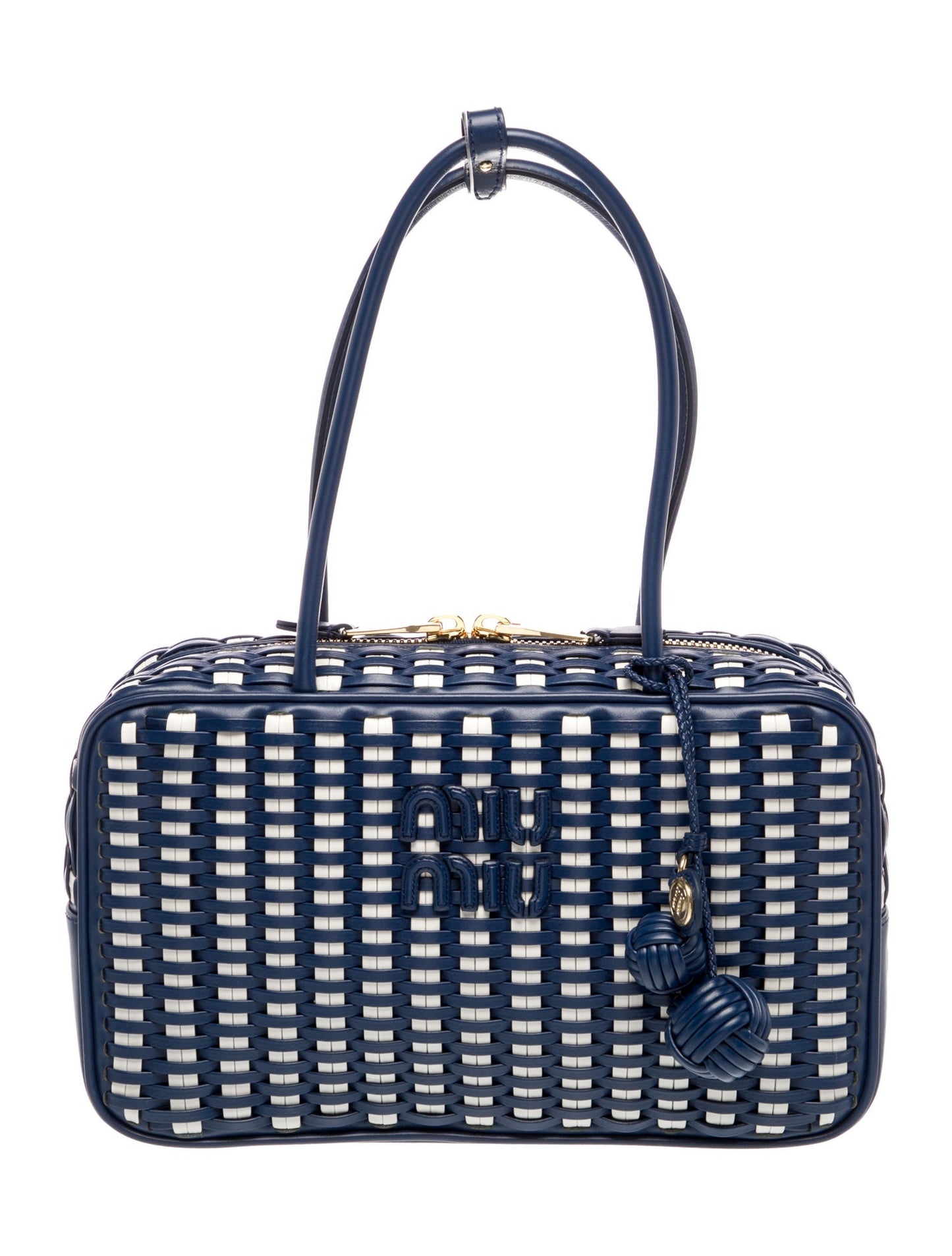 Miu Miu Leather Woven Beau
