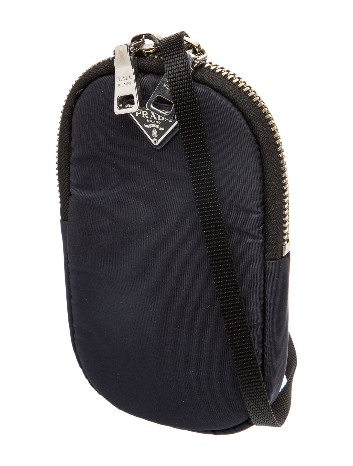 Prada Enameled Metal Triangle Crossbody Bag