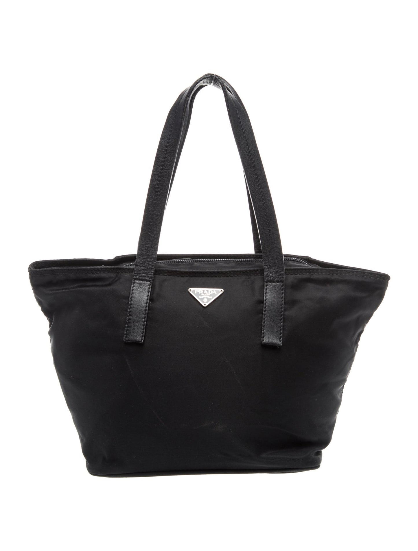 Prada Enameled Metal Triangle Top Handle Bag
