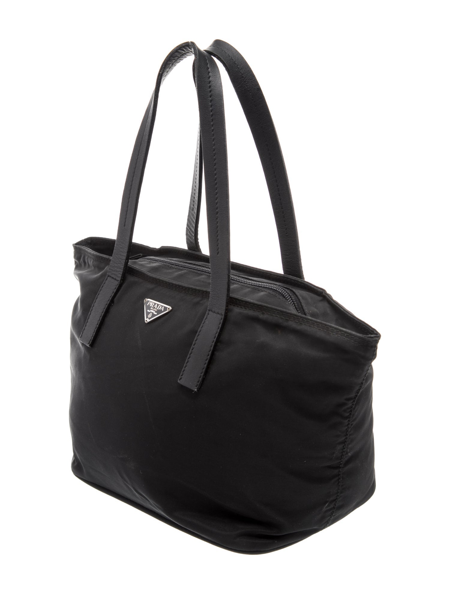 Prada Enameled Metal Triangle Top Handle Bag