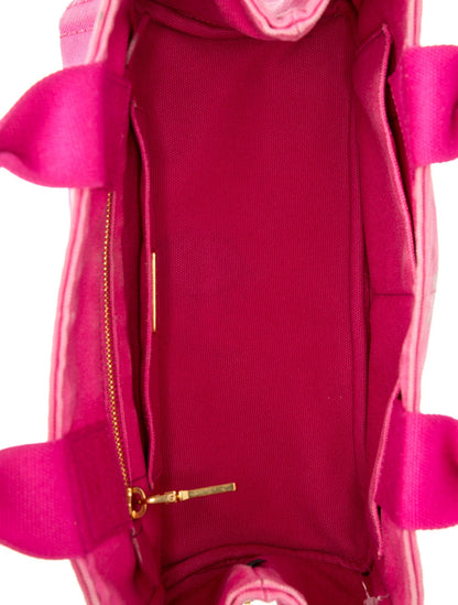Prada Enameled Metal Triangle Canvas Tote