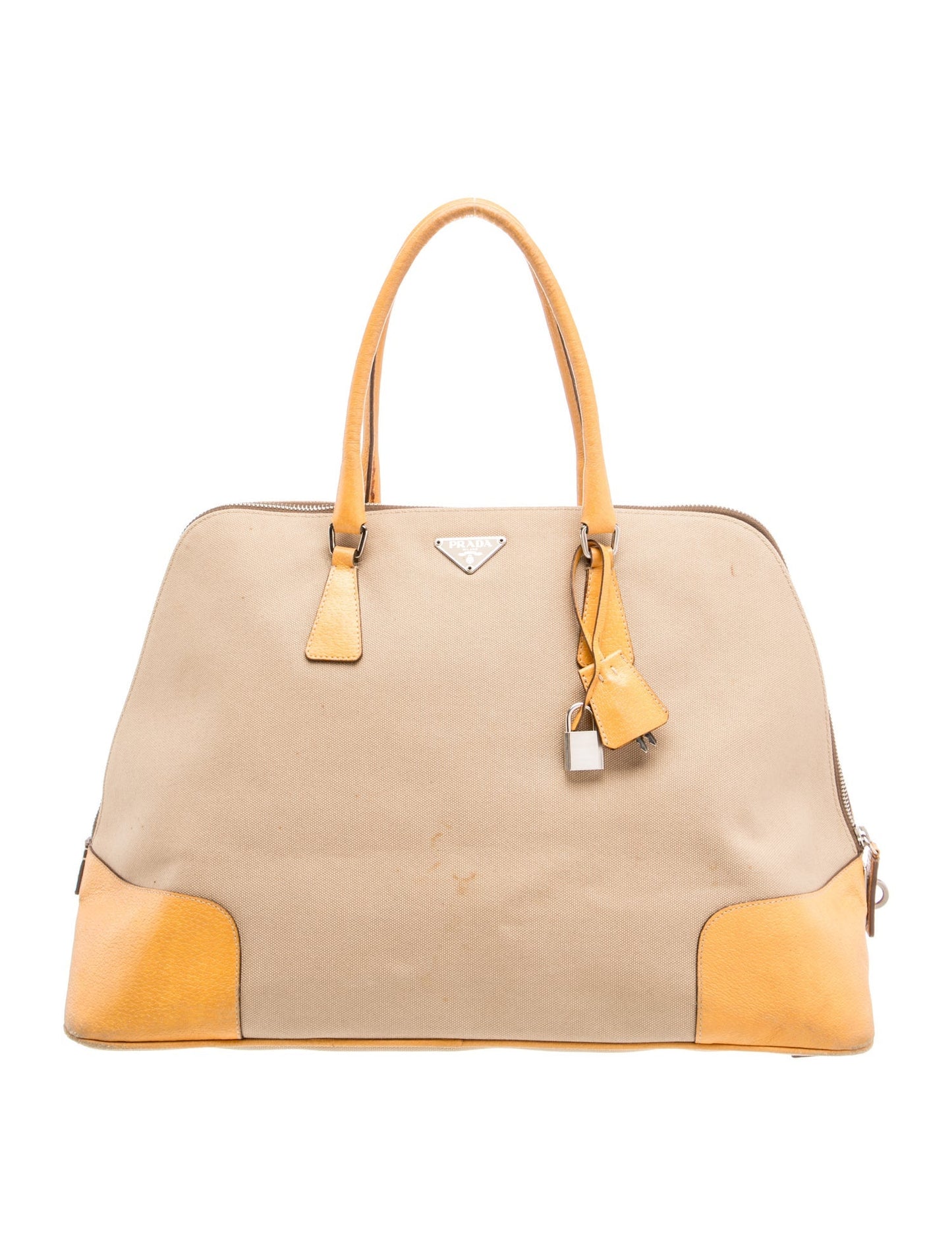 Prada Enameled Metal Triangle Top Handle Bag Vintage