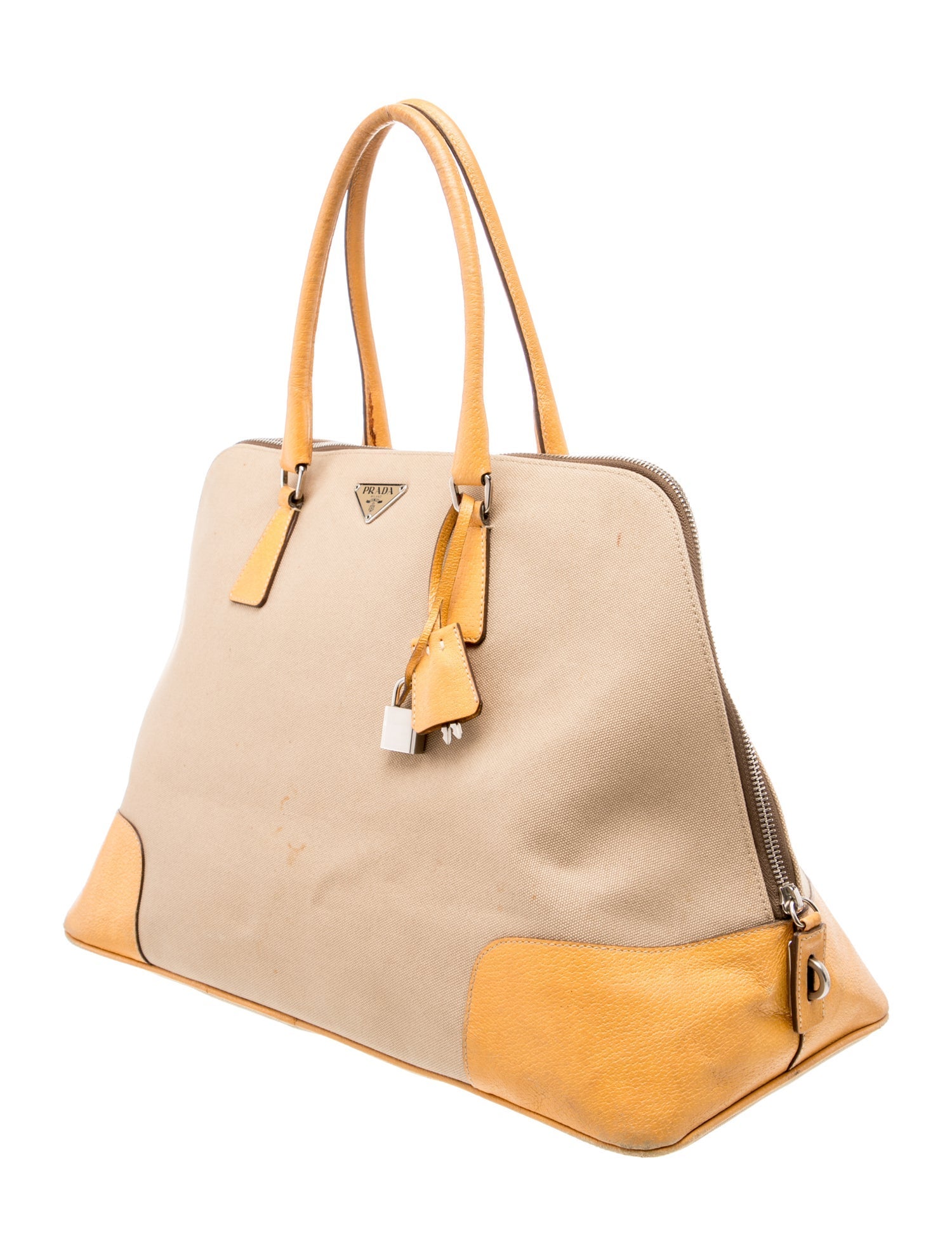 Prada Enameled Metal Triangle Top Handle Bag Vintage