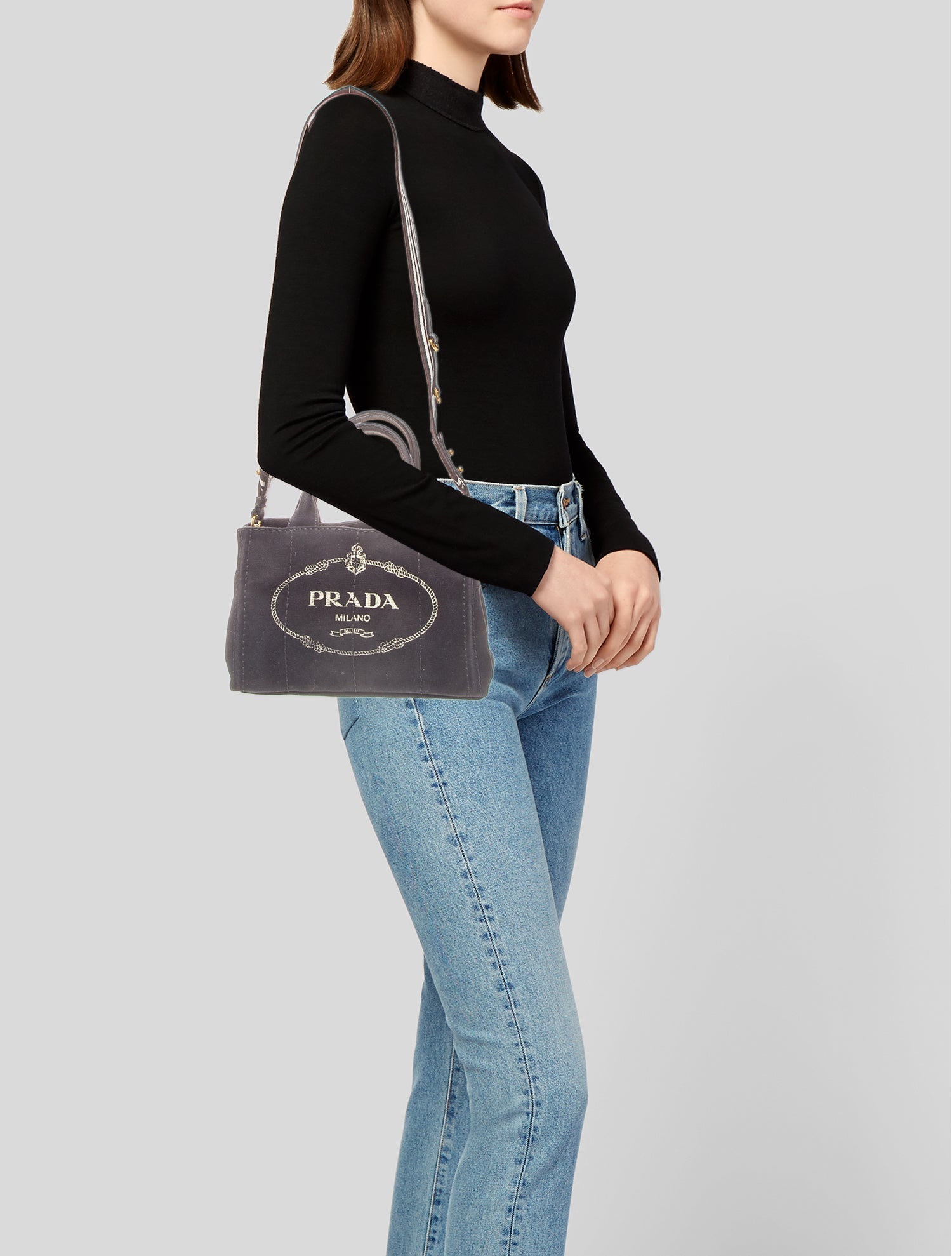 Prada Enameled Metal Triangle Top Handle Bag