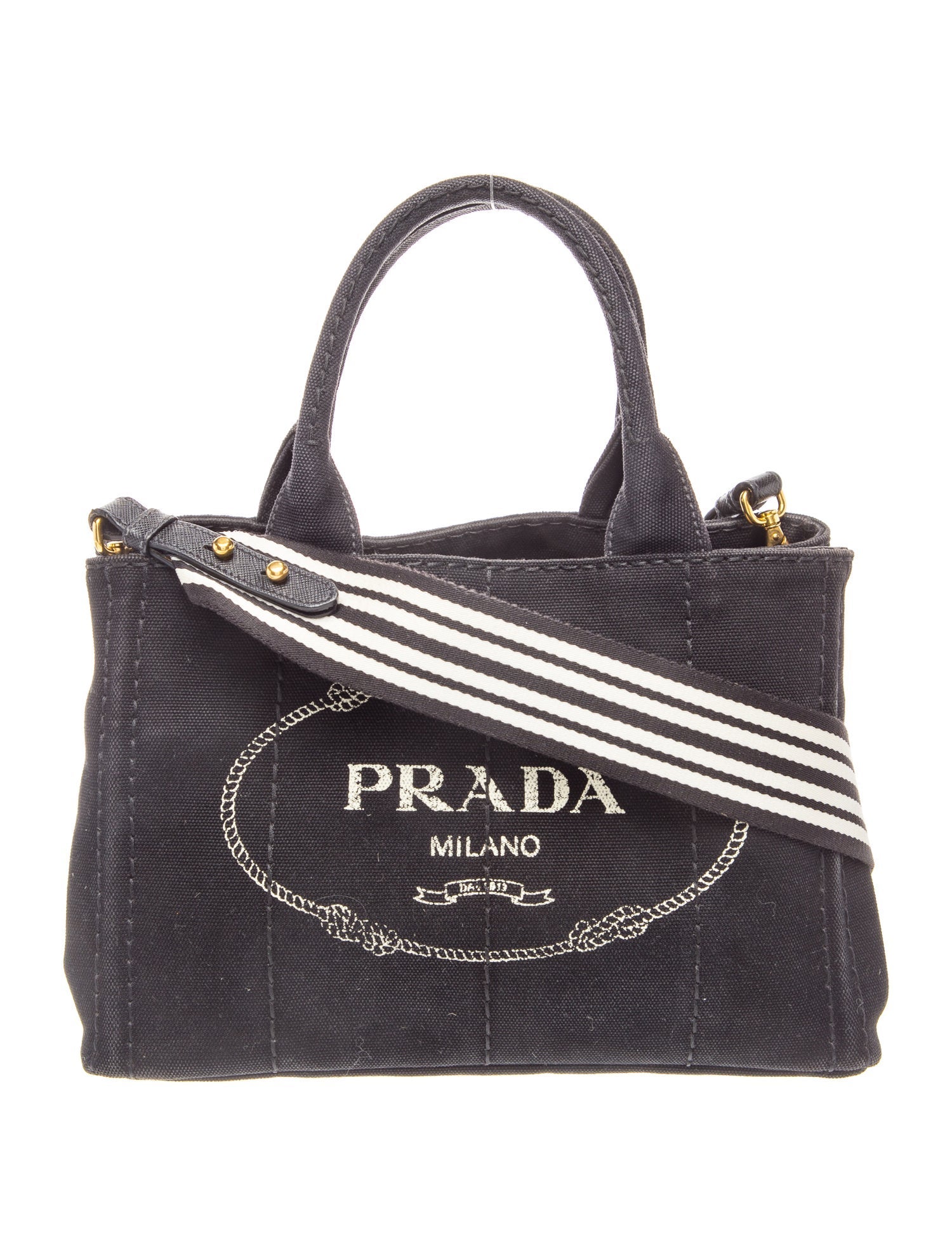 Prada Enameled Metal Triangle Top Handle Bag