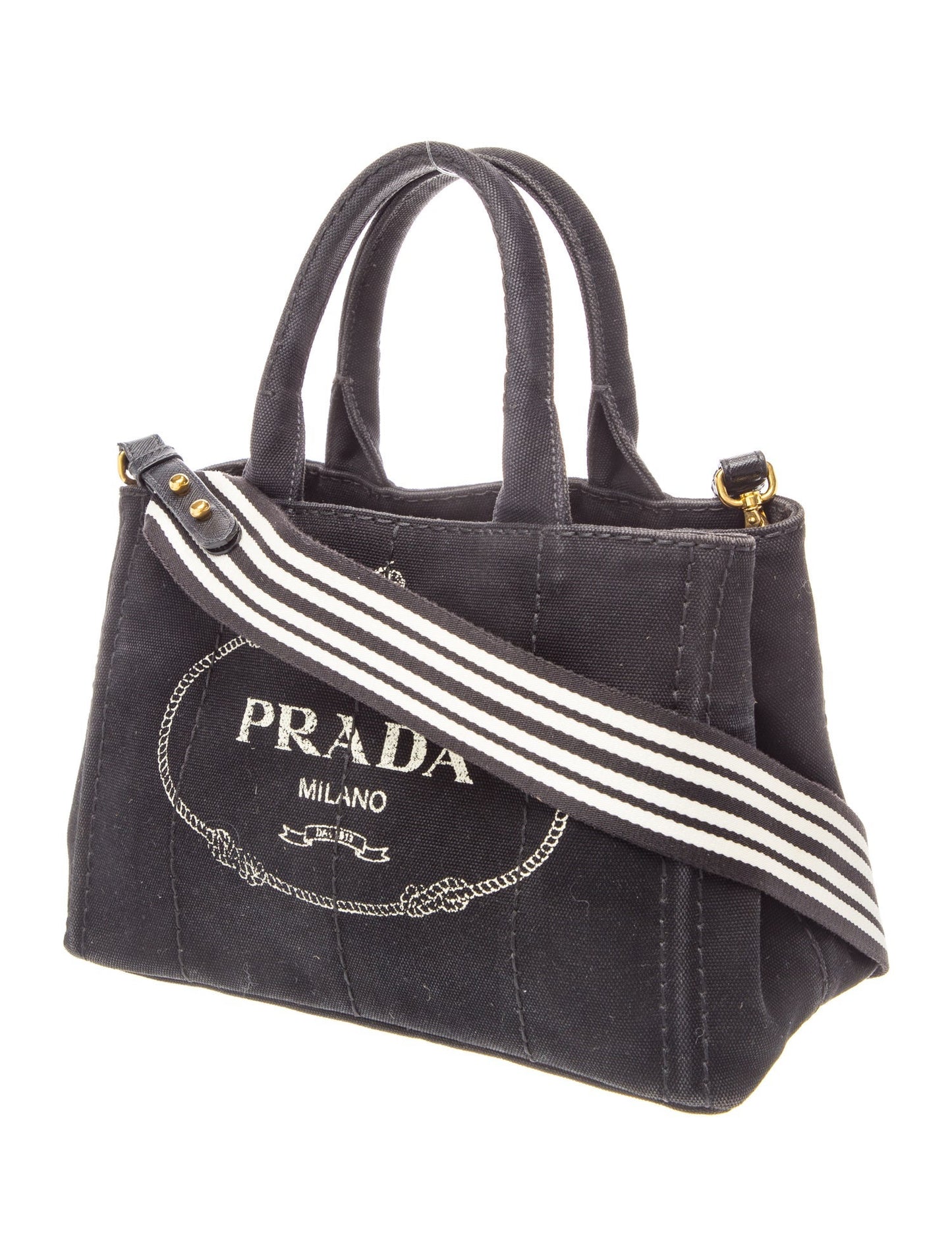 Prada Enameled Metal Triangle Top Handle Bag