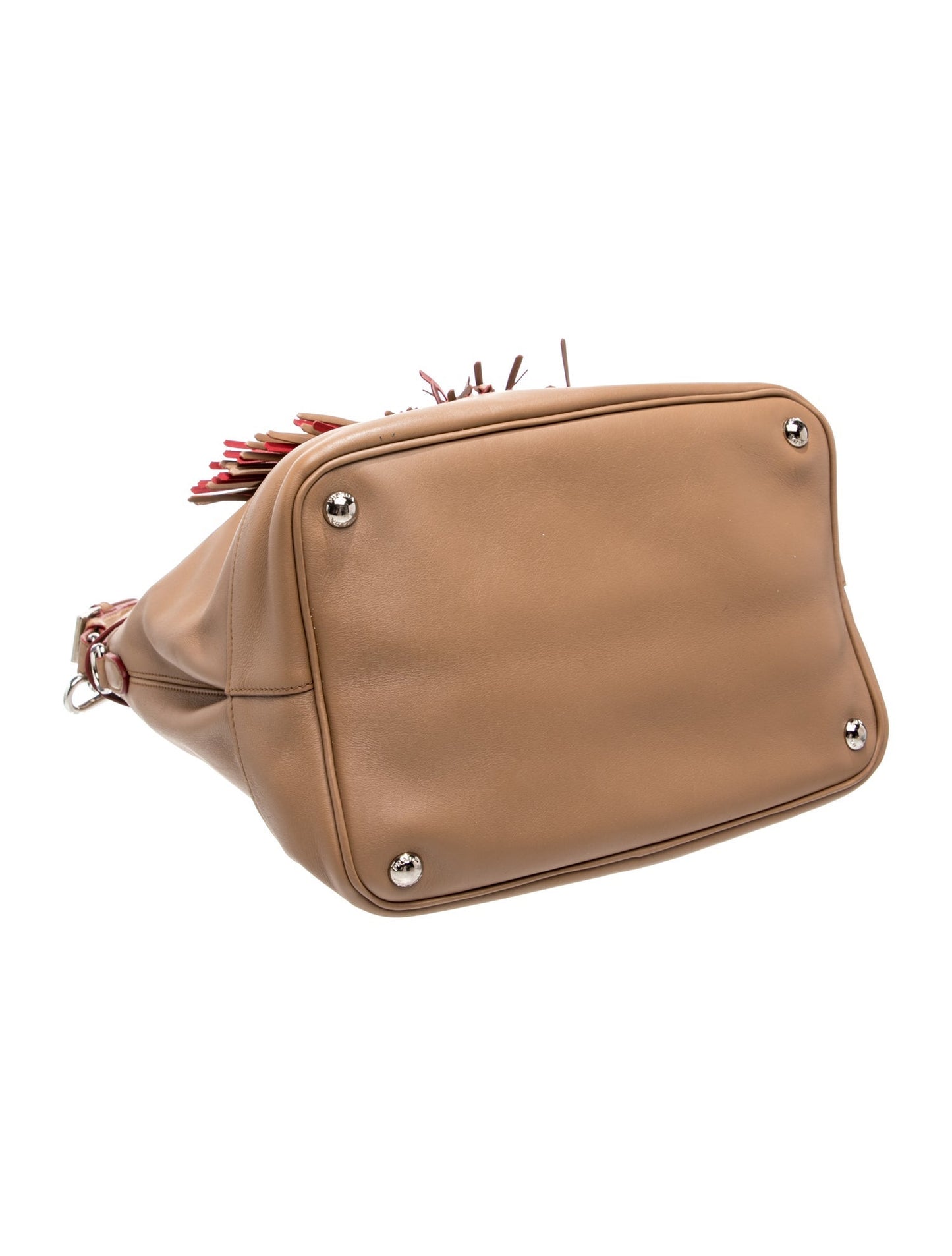 Prada Enameled Metal Triangle Bucket Bag