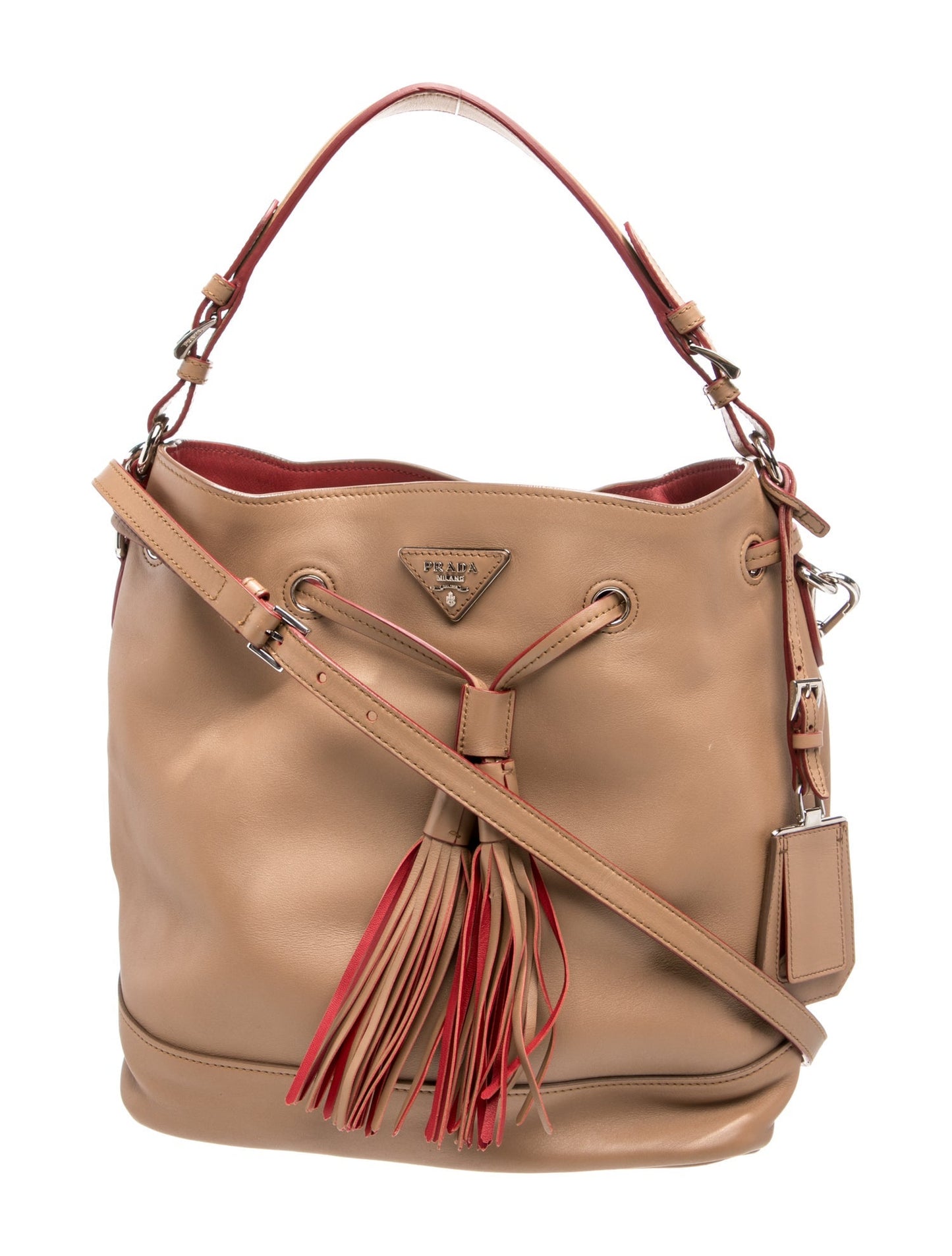 Prada Enameled Metal Triangle Bucket Bag