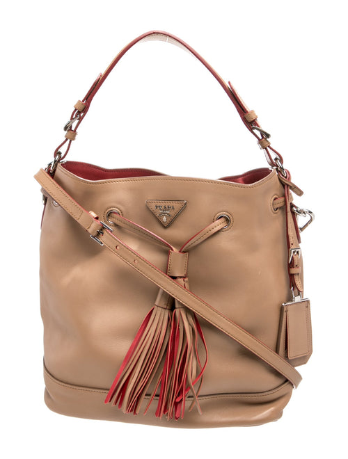 Prada Enameled Metal Triangle Bucket Bag