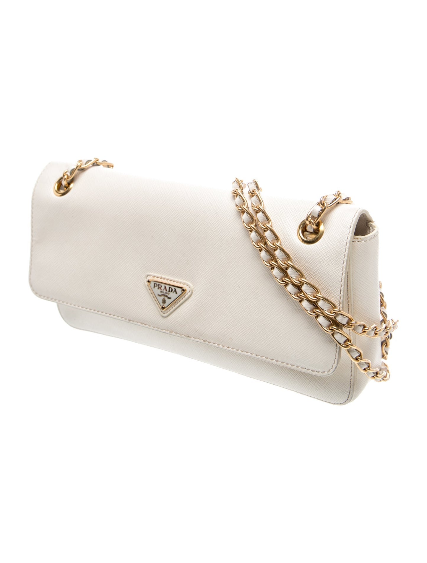 Prada Enameled Metal Triangle Shoulder Bag