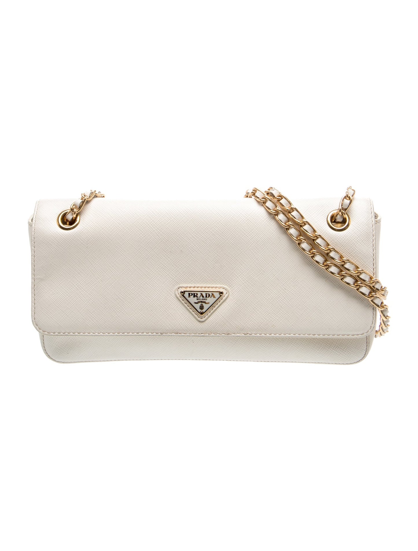 Prada Enameled Metal Triangle Shoulder Bag