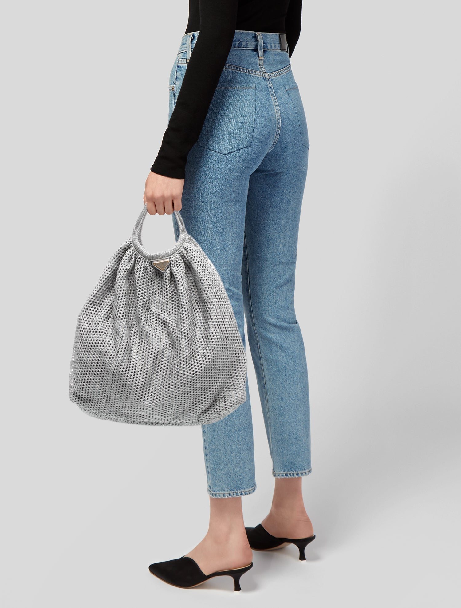 Prada Enameled Metal Triangle Hobo