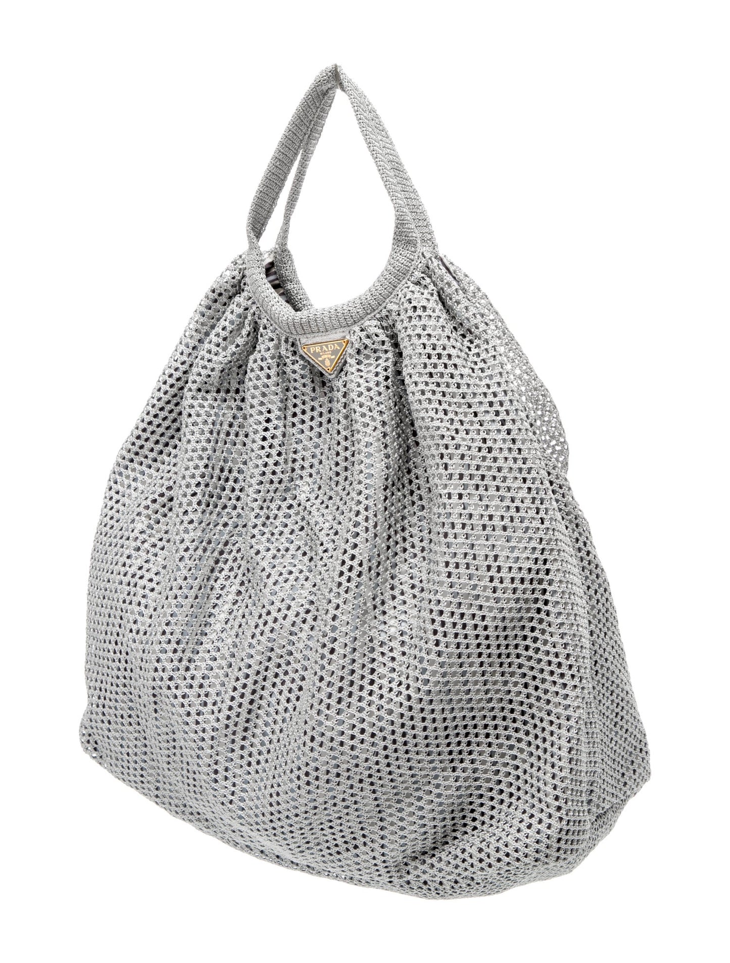 Prada Enameled Metal Triangle Hobo
