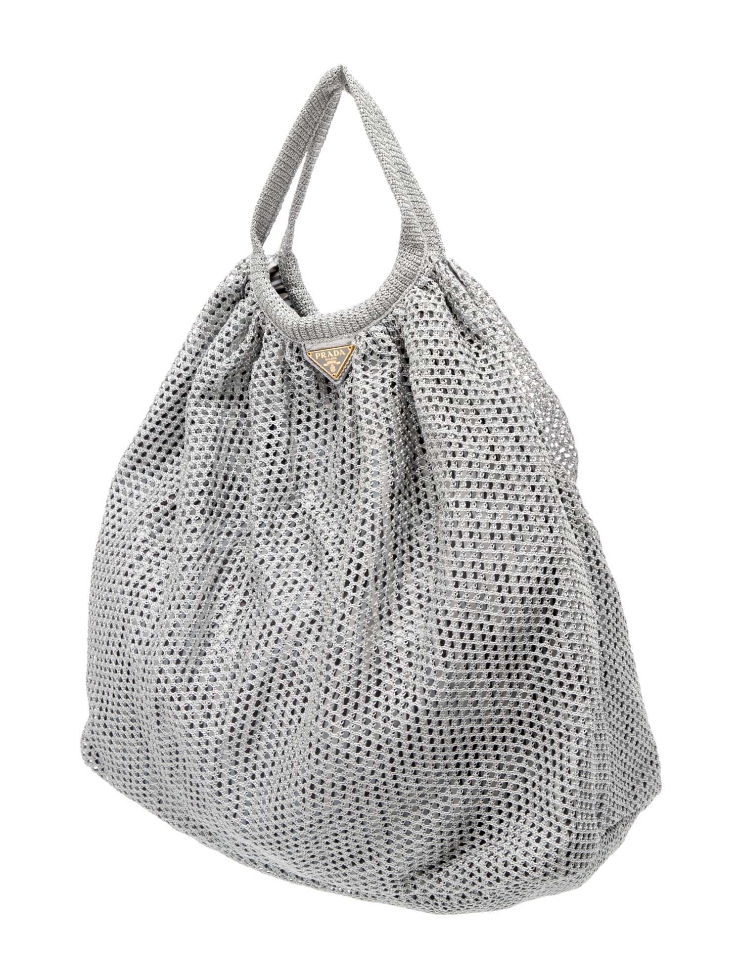Prada Enameled Metal Triangle Hobo
