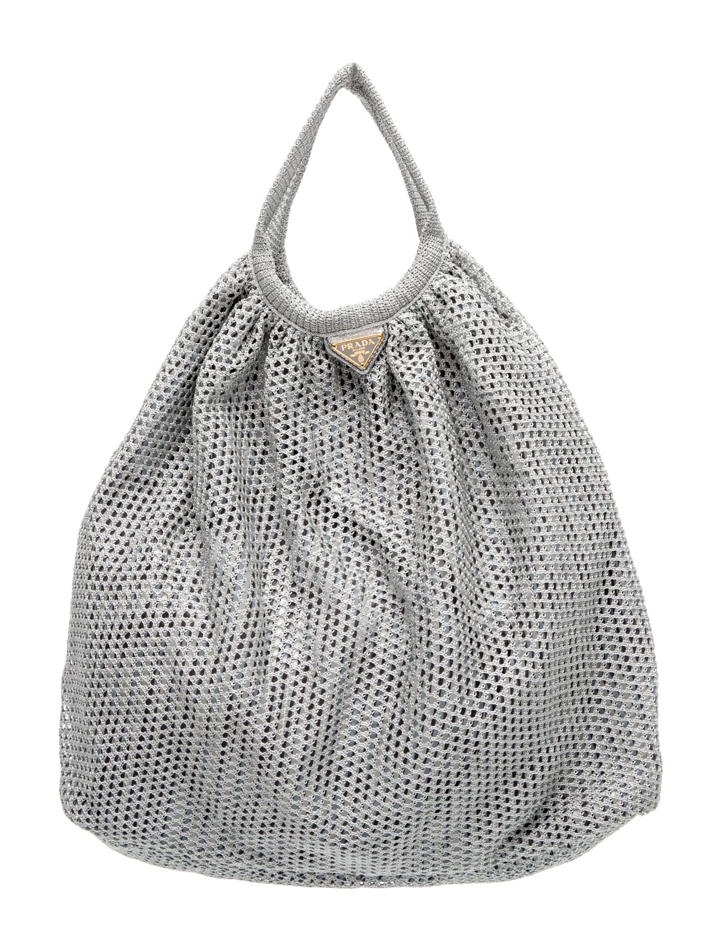 Prada Enameled Metal Triangle Hobo