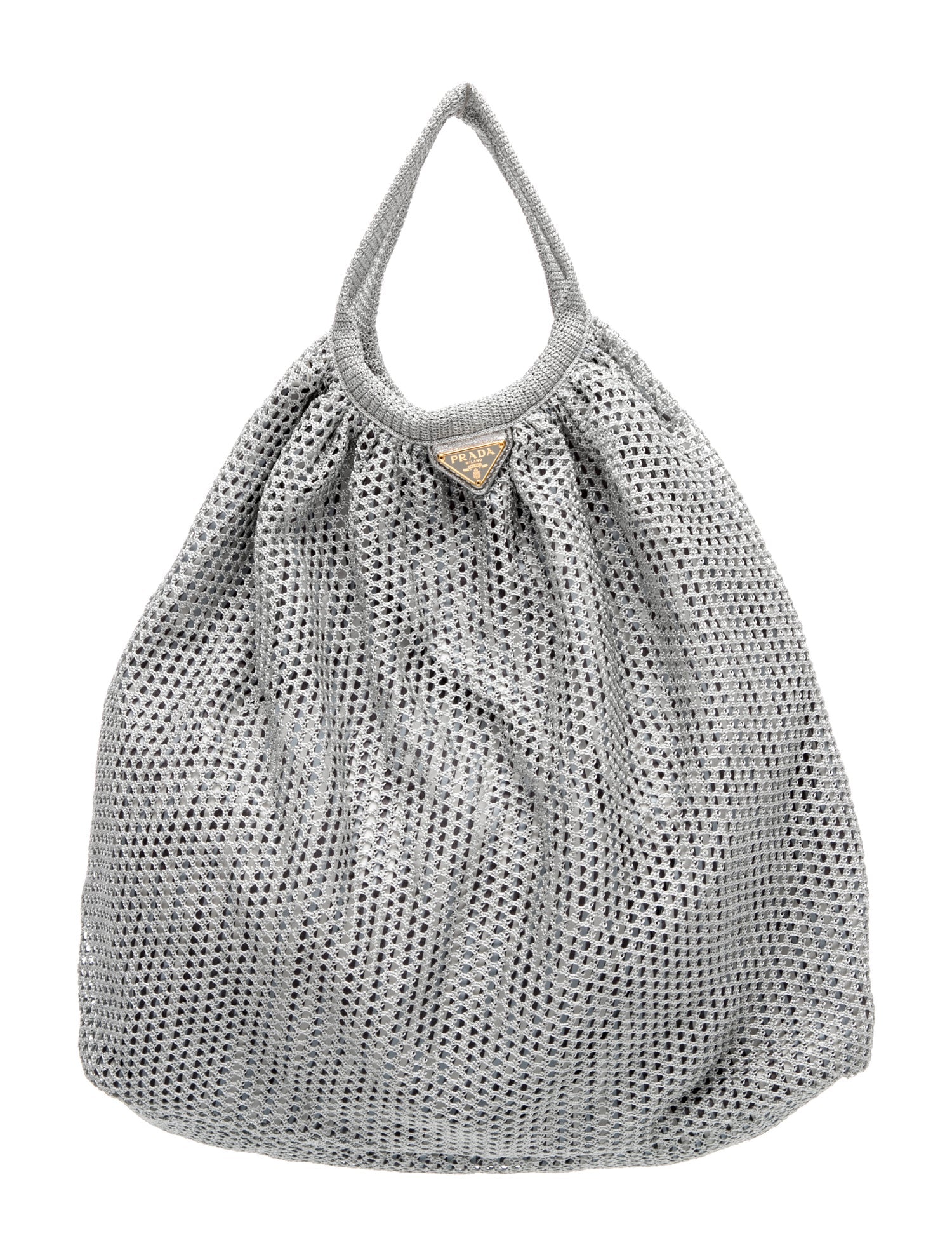 Prada Enameled Metal Triangle Hobo