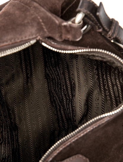 Prada Enameled Metal Triangle Shoulder Bag