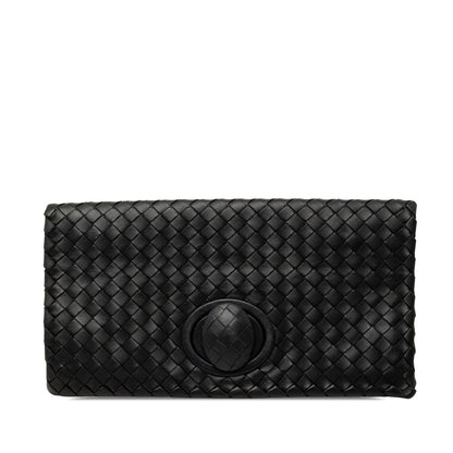 Bottega Veneta Nappa Leather Intrecciato Turn Lock Clutch
