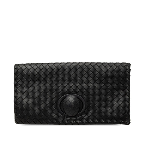 Bottega Veneta Nappa Leather Intrecciato Turn Lock Clutch