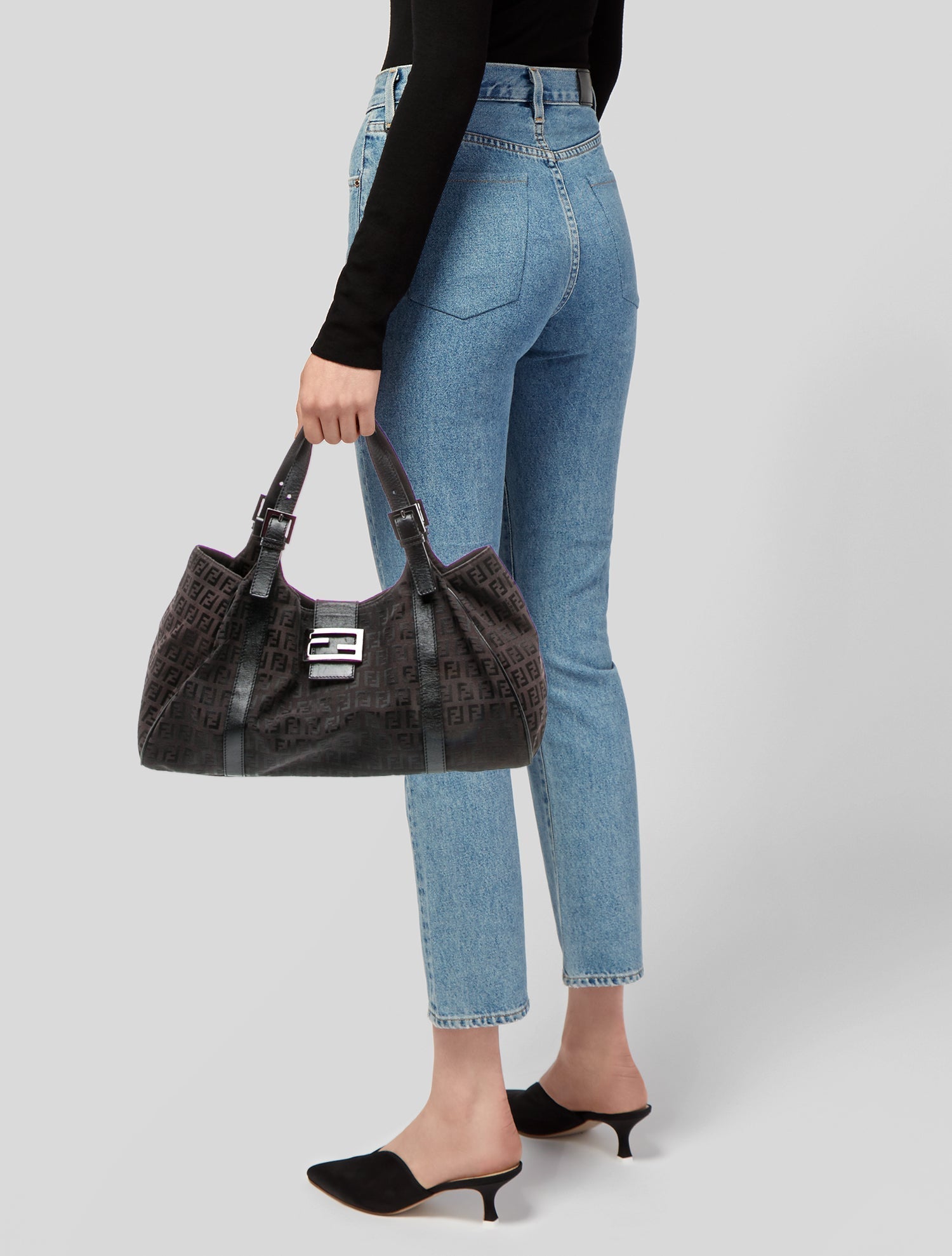 Fendi Zucchino FF Shoulder Bag Vintage