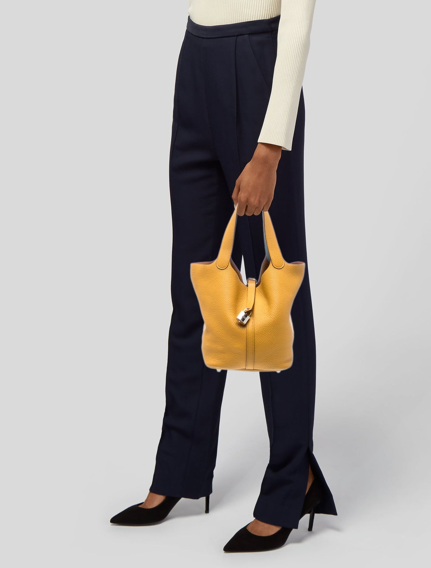 Hermès Jaune Ambre & Céleste Clemence Éclat Picotin Lock 22