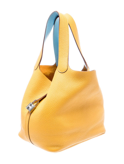Hermès Jaune Ambre & Céleste Clemence Éclat Picotin Lock 22