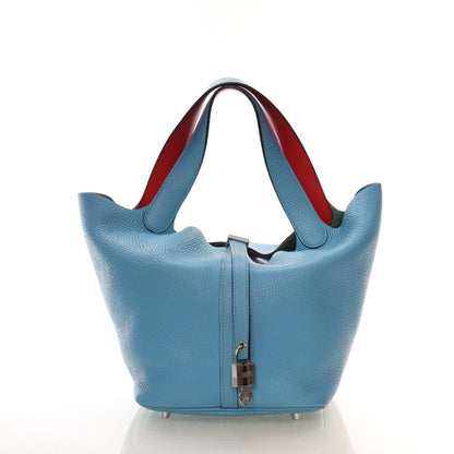 Hermès Bleu Frida Clemence Leather Eclat Picotin Lock 22