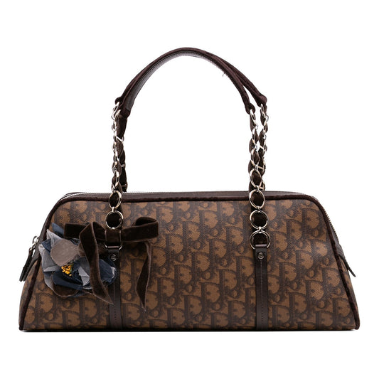 Christian Dior Diorissimo Trotter Coated Canvas Romantique Floral Bow Handbag