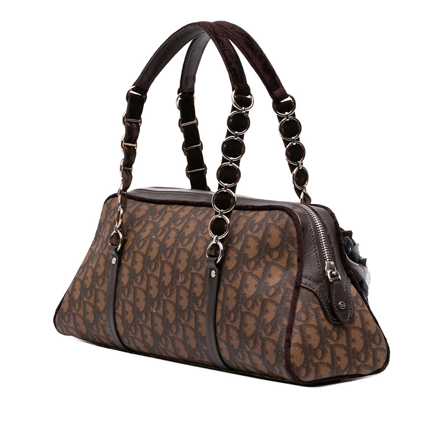 Christian Dior Diorissimo Trotter Coated Canvas Romantique Floral Bow Handbag