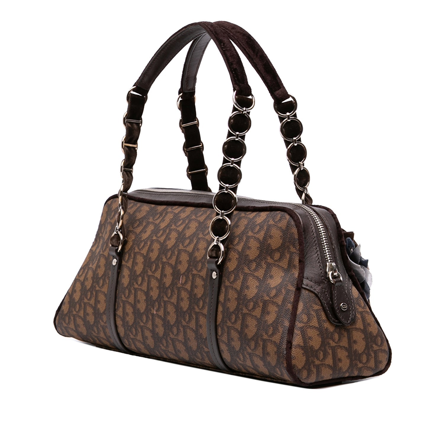 Christian Dior Diorissimo Trotter Coated Canvas Romantique Floral Bow Handbag
