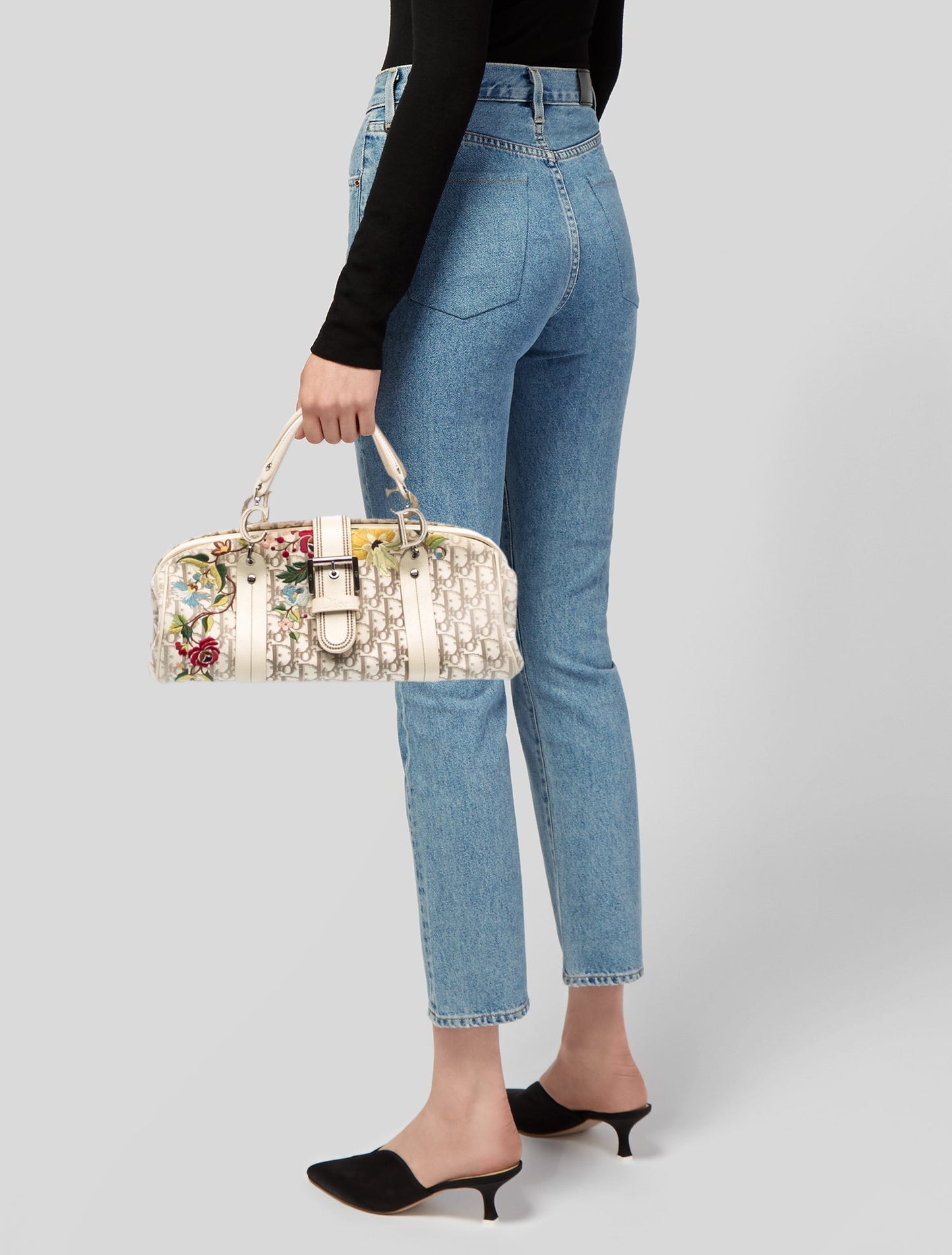 Christian Dior Diorissimo Flowers Frame Bowler Bag Vintage