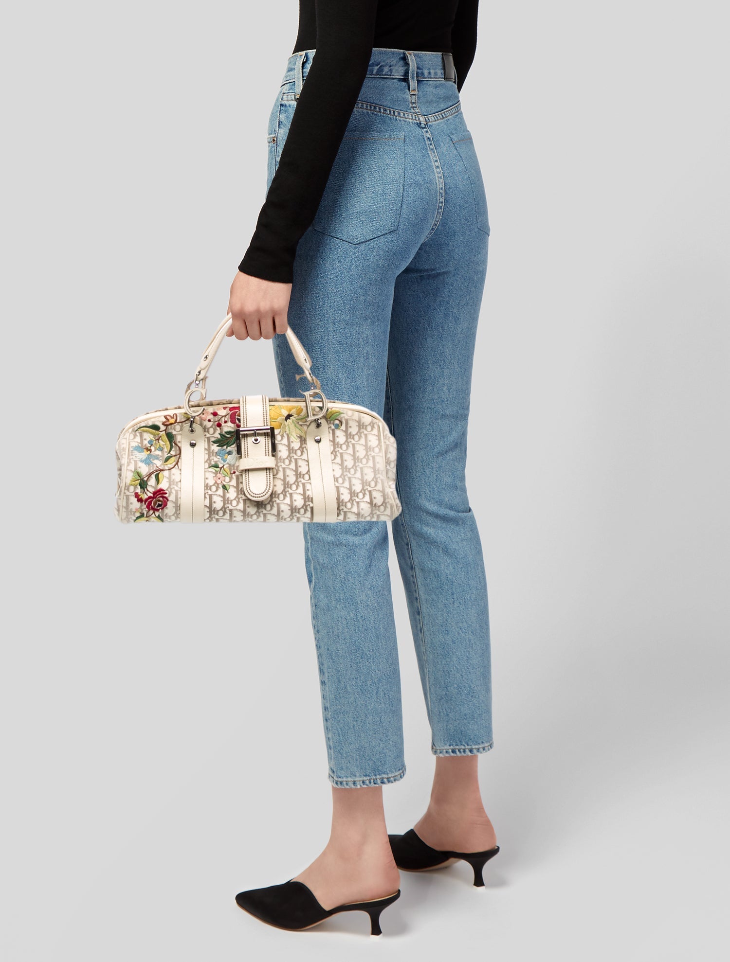 Christian Dior Diorissimo Flowers Frame Bowler Bag Vintage