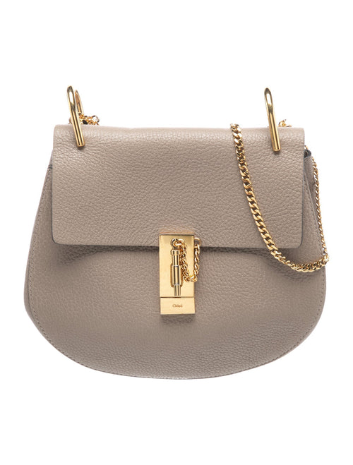 Chloé Leather Drew Shoulder Bag in Motty Grey Small