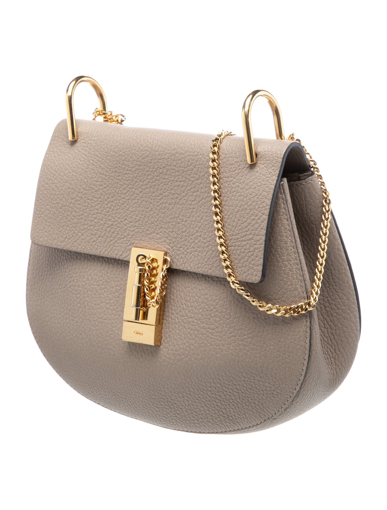 Chloé Leather Drew Shoulder Bag in Motty Grey Small